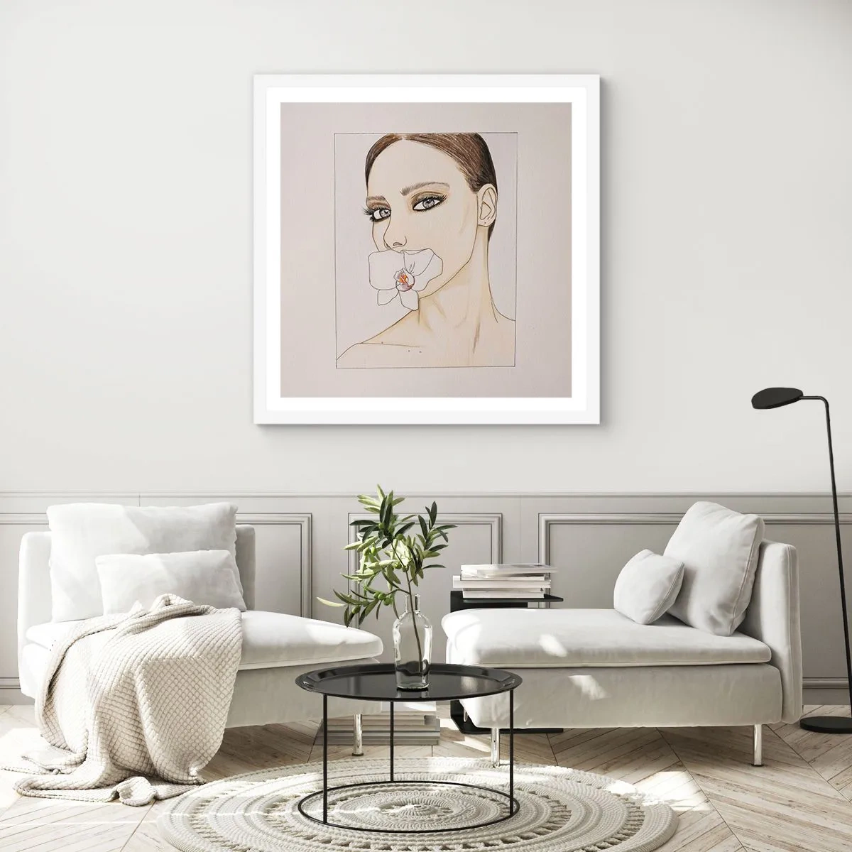 Pôster em moldura branca - Símbolo de elegância e beleza - 50x50 cm