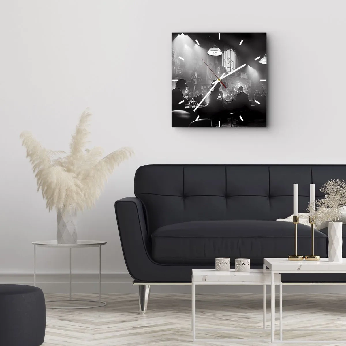 Relógio de parede - Relógio em vidro - Em uma atmosfera de jazz - 40x40 cm