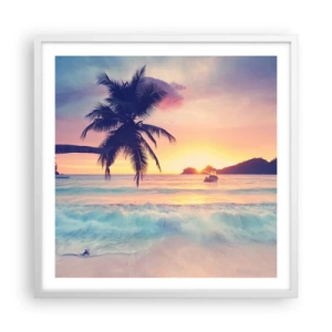 Pôster em moldura branca - Noite na baía - 60x60 cm