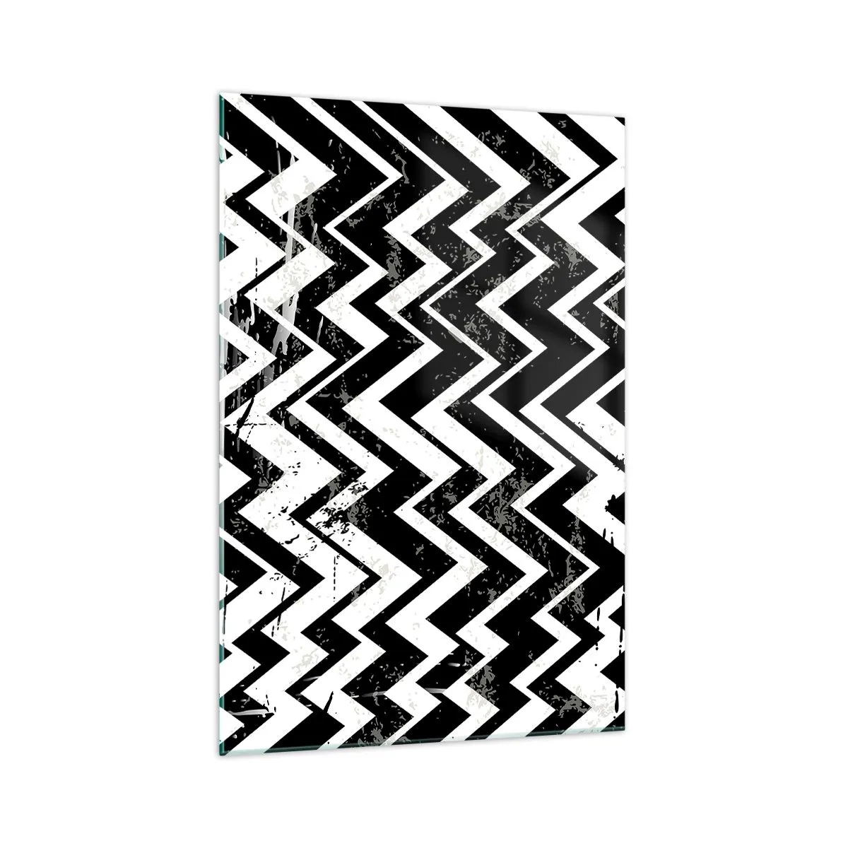Quadro em vidro - Zig-branco, zag-preto - 70x100 cm