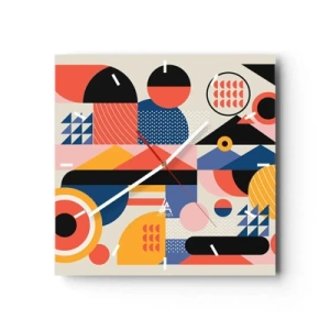 Relógio de parede - Relógio em vidro - Composição: brincar - 30x30 cm