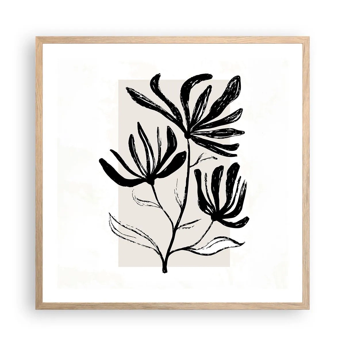 Pôster com moldura de carvalho claro - Esboço para o herbário - 60x60 cm