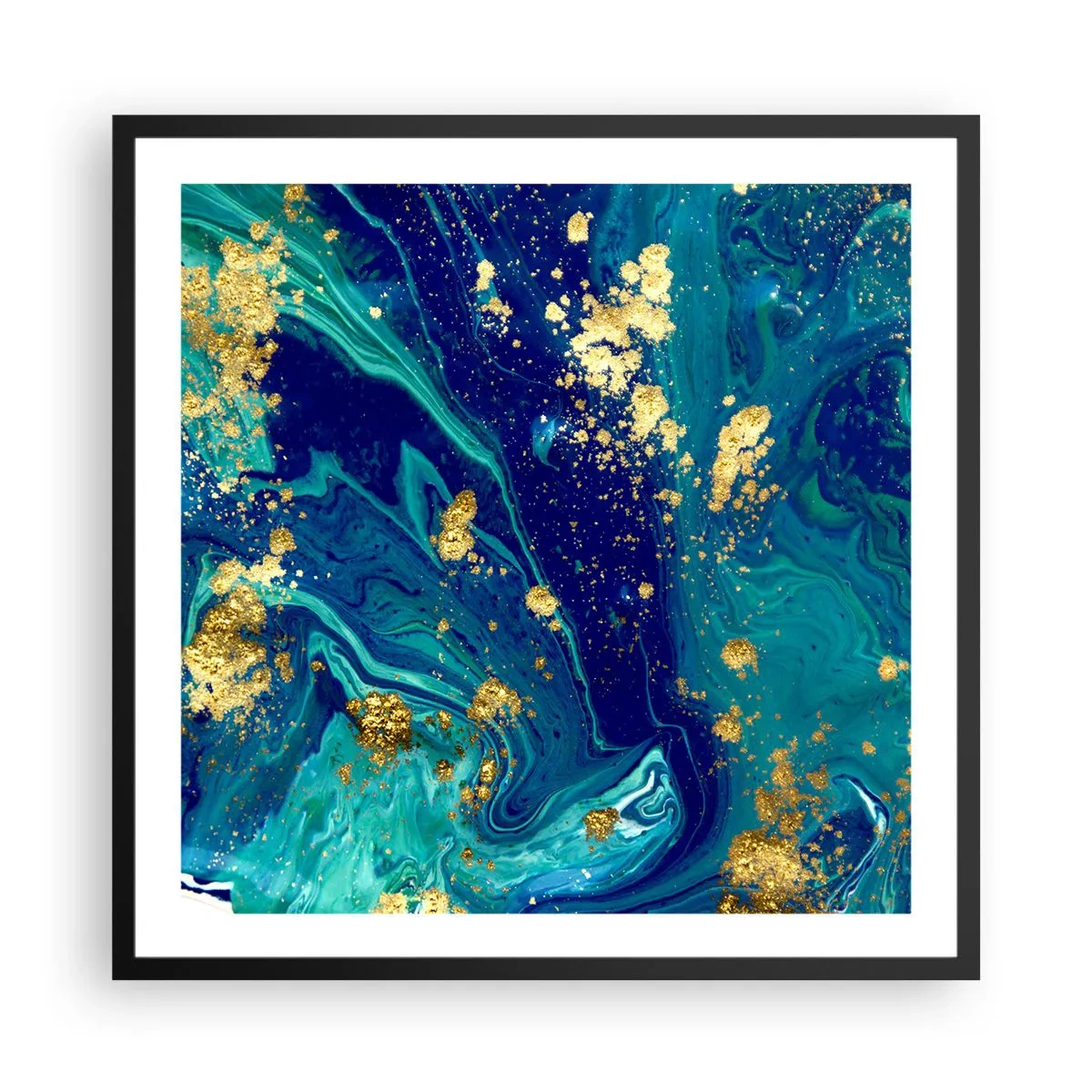 Pôster com moldura preta - Flocos de sol  - 60x60 cm