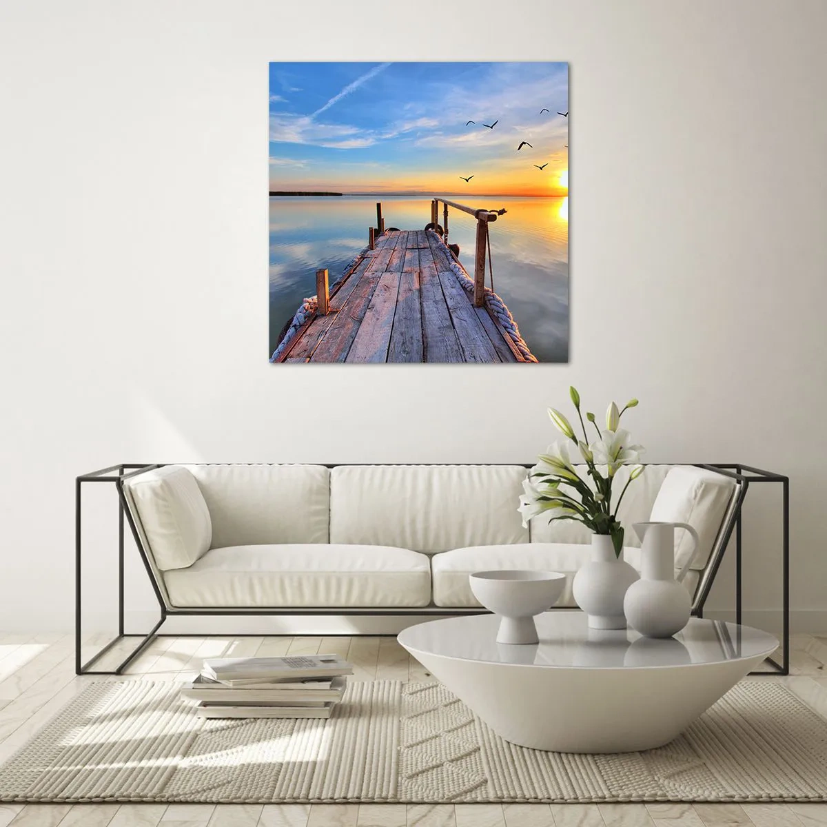 Quadro em vidro - Caminhando em direção ao sol - 40x40 cm