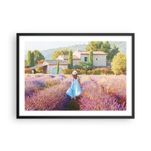 Pôster com moldura preta - Menina Lavanda - 70x50 cm