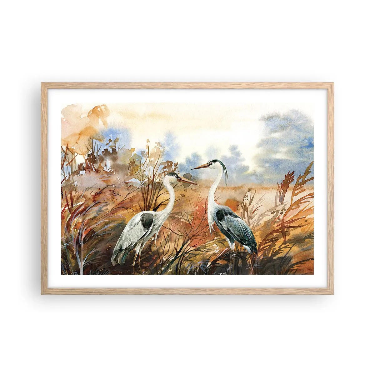 Pôster com moldura de carvalho claro - Para onde ir no outono? - 70x50 cm