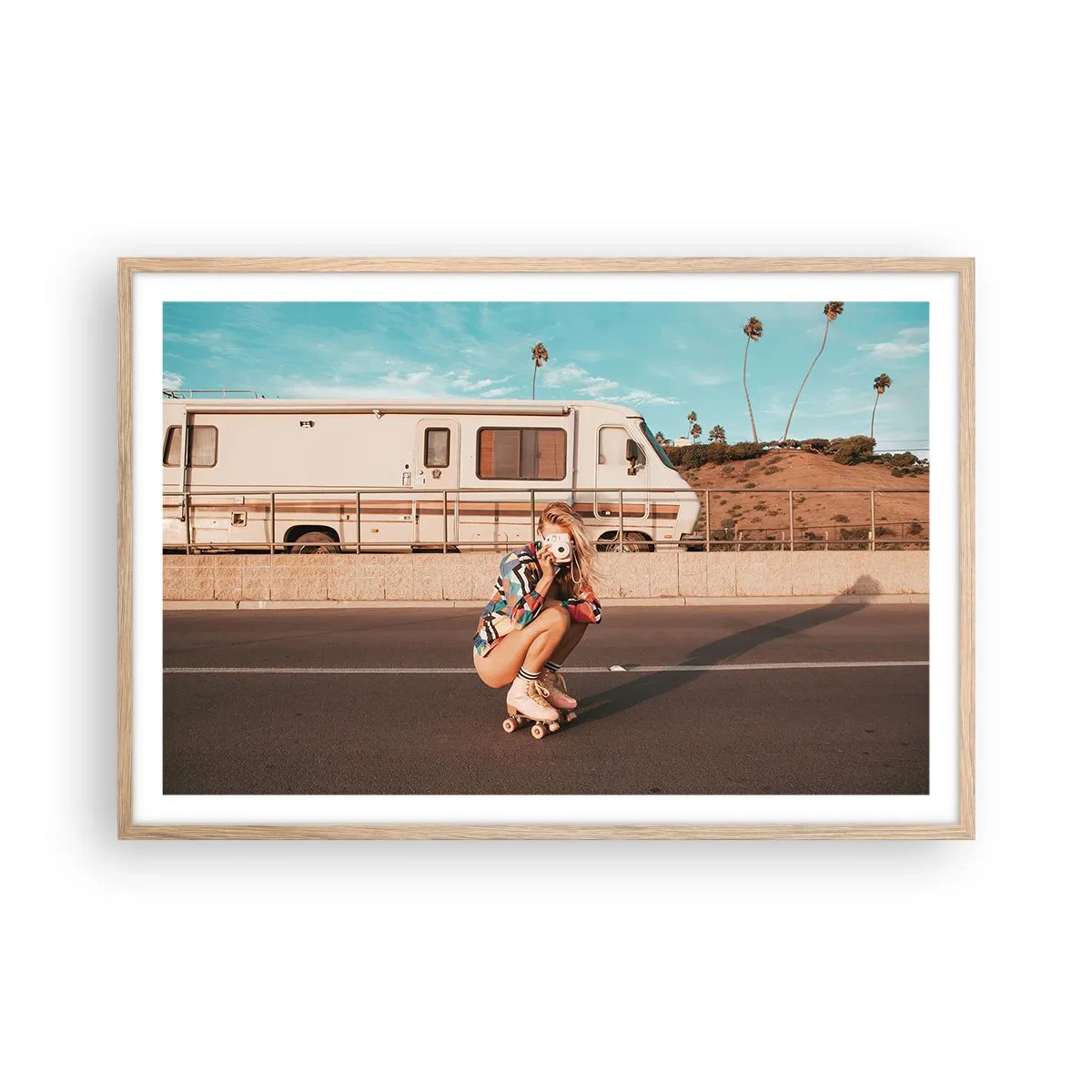 Pôster com moldura de carvalho claro - Sorria, por favor! - 91x61 cm