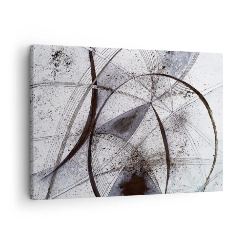 Quadro em tela - Linhas e formas abstratas em tons de cinza e preto - 70x50cm - Fantasia futurista - Decoração de parede moderna para a sala de estar e quarto ARTTOR