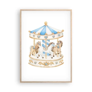 Pôster com moldura de carvalho claro - Doce infância - 70x100 cm