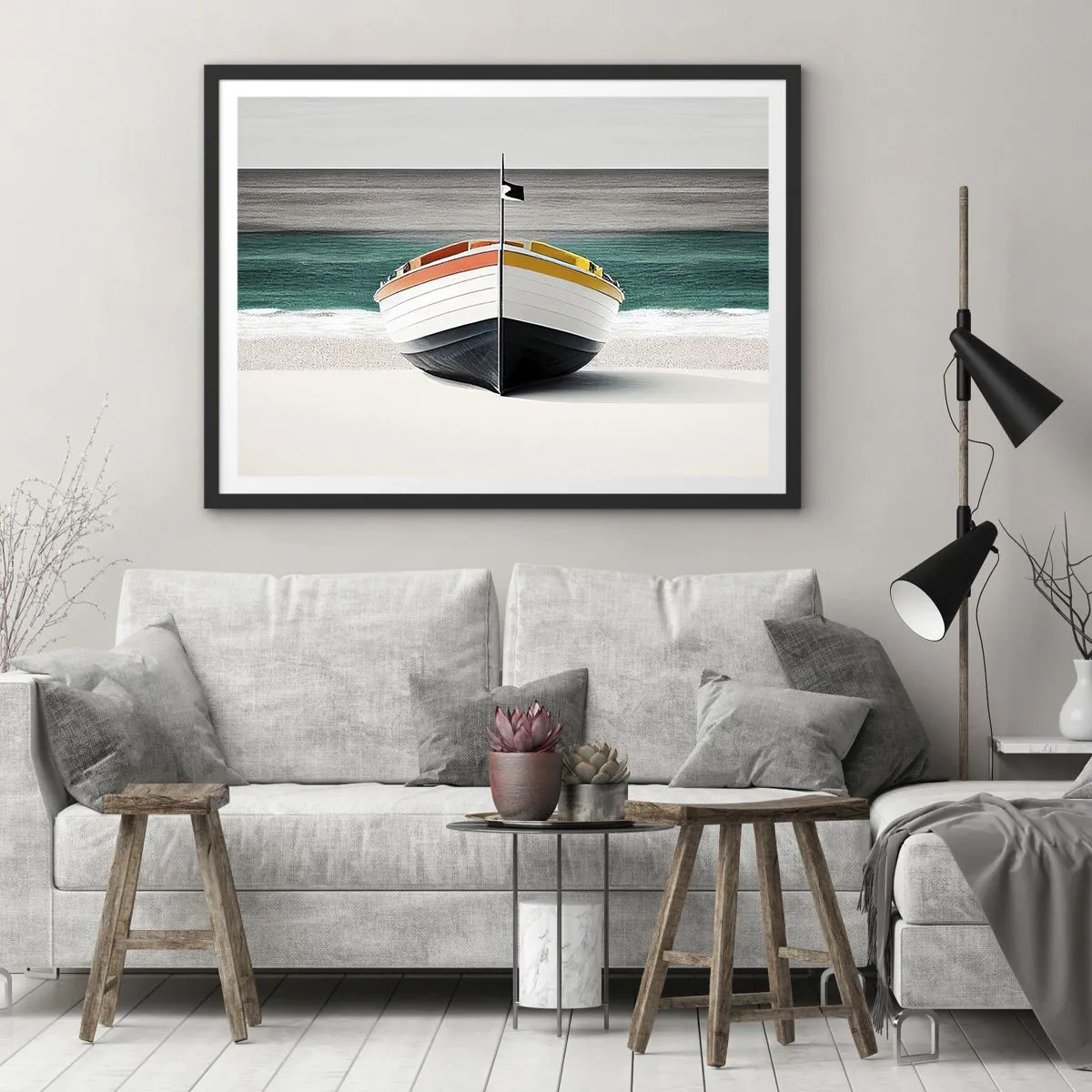 Pôster com moldura preta - No seu lugar - 40x30 cm