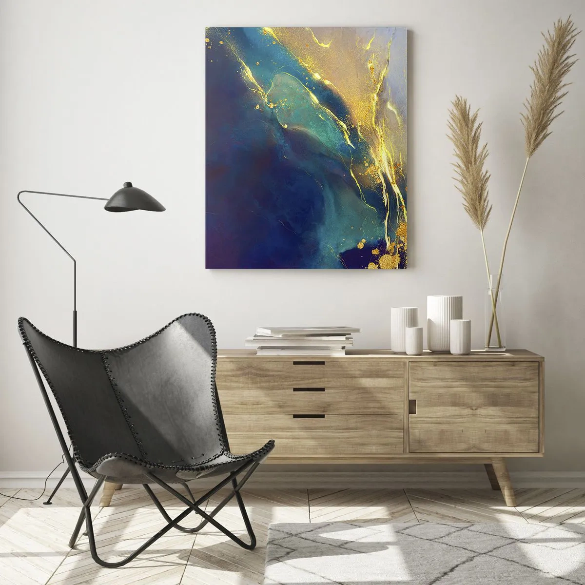 Quadro em vidro - Piscina dourada - 50x70 cm