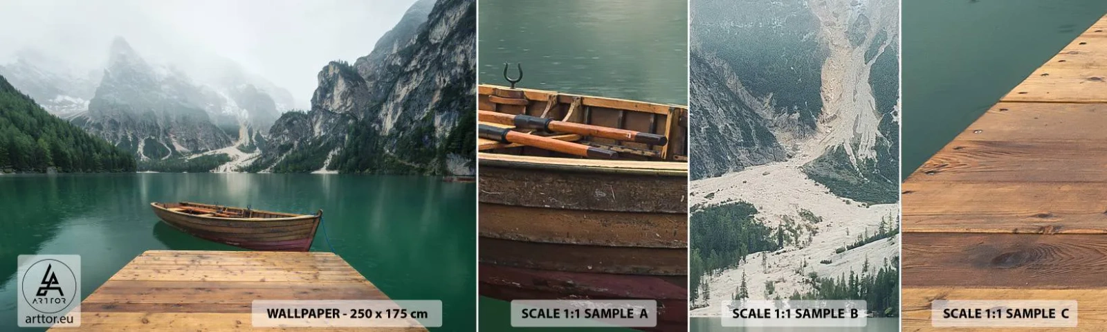 Amostra de papel de parede autocolante Deluxe Sticker - Rochas orgulhosas - Paisagem, Montanhas, Lago - 100x30 cm