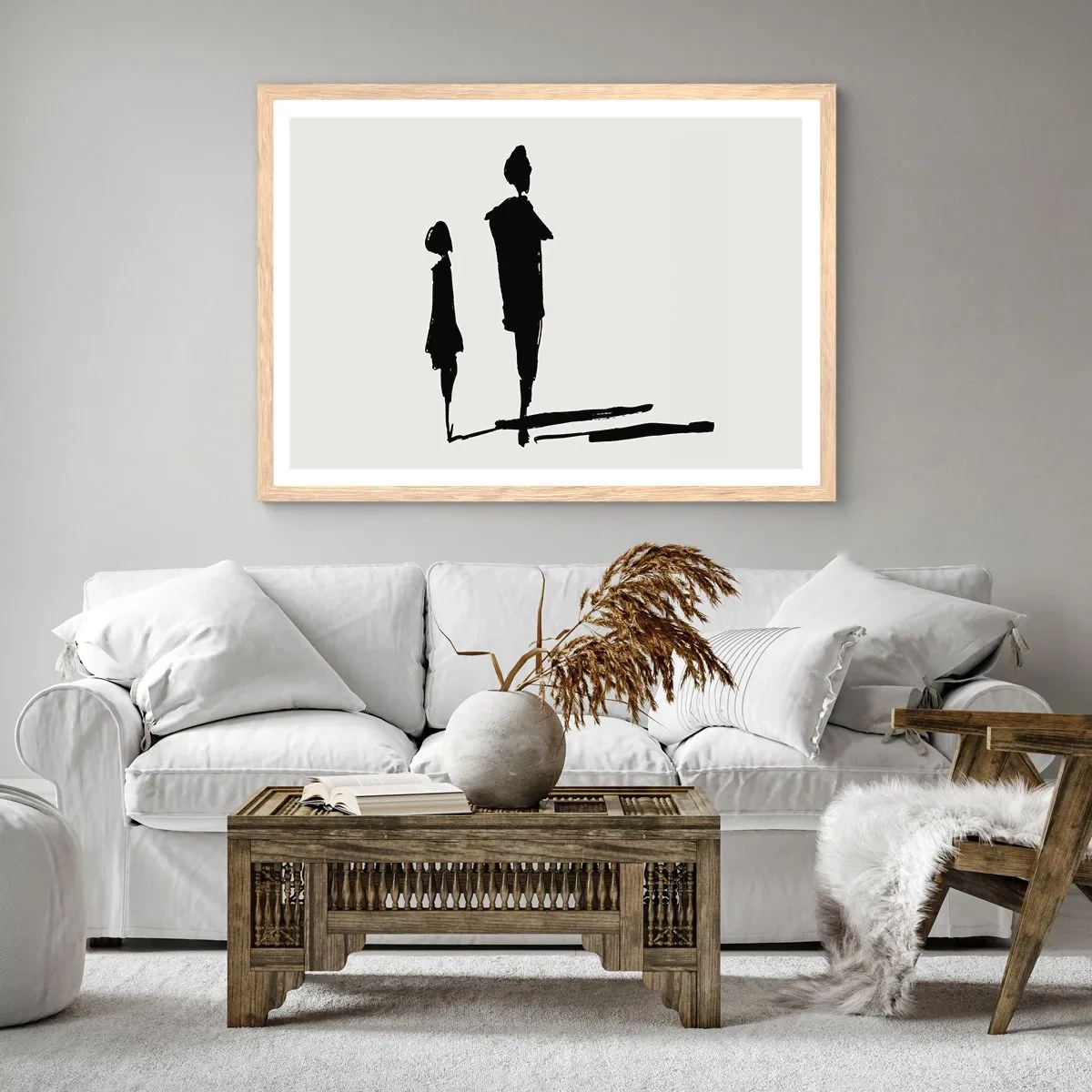 Pôster com moldura de carvalho claro - Certeza que juntos? - 100x70 cm