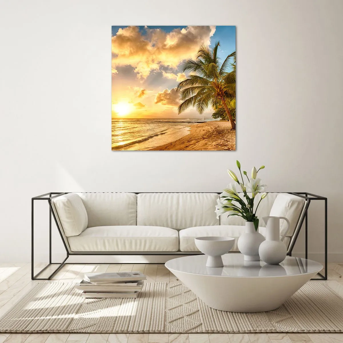 Quadro em vidro - Eterno verão, férias eternas - 40x40 cm