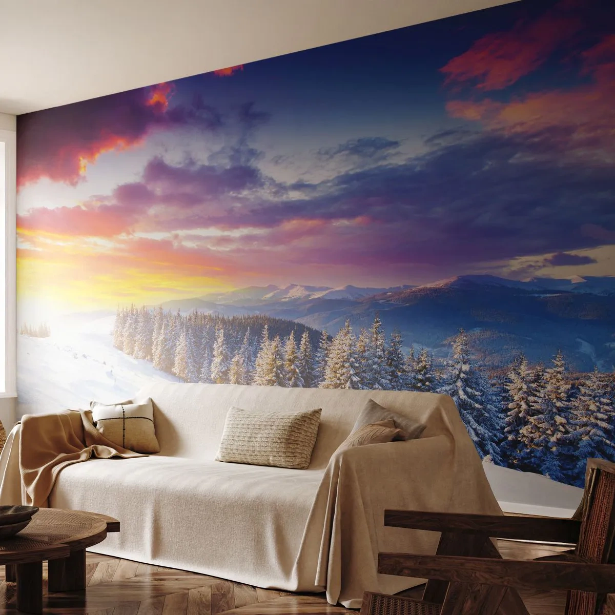 Papel de Parede Autocolante Deluxe Sticker - Em plena luz do dia - Paisagem, Montanhas, Inverno - 450x315 cm
