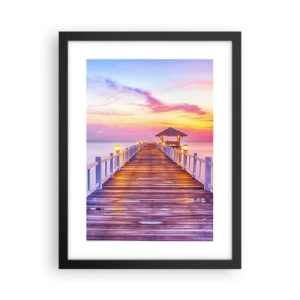 Pôster com moldura preta - O silêncio lilás-dourado da noite - 30x40 cm