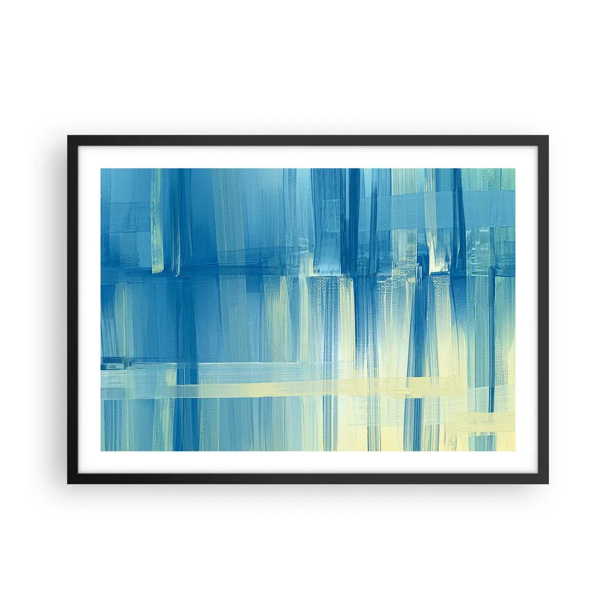 Pôster com moldura preta - Composição em turquesa - 70x50 cm