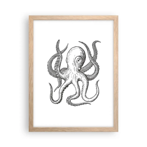 Pôster com moldura de carvalho claro - Dançando com as ondas - 30x40 cm