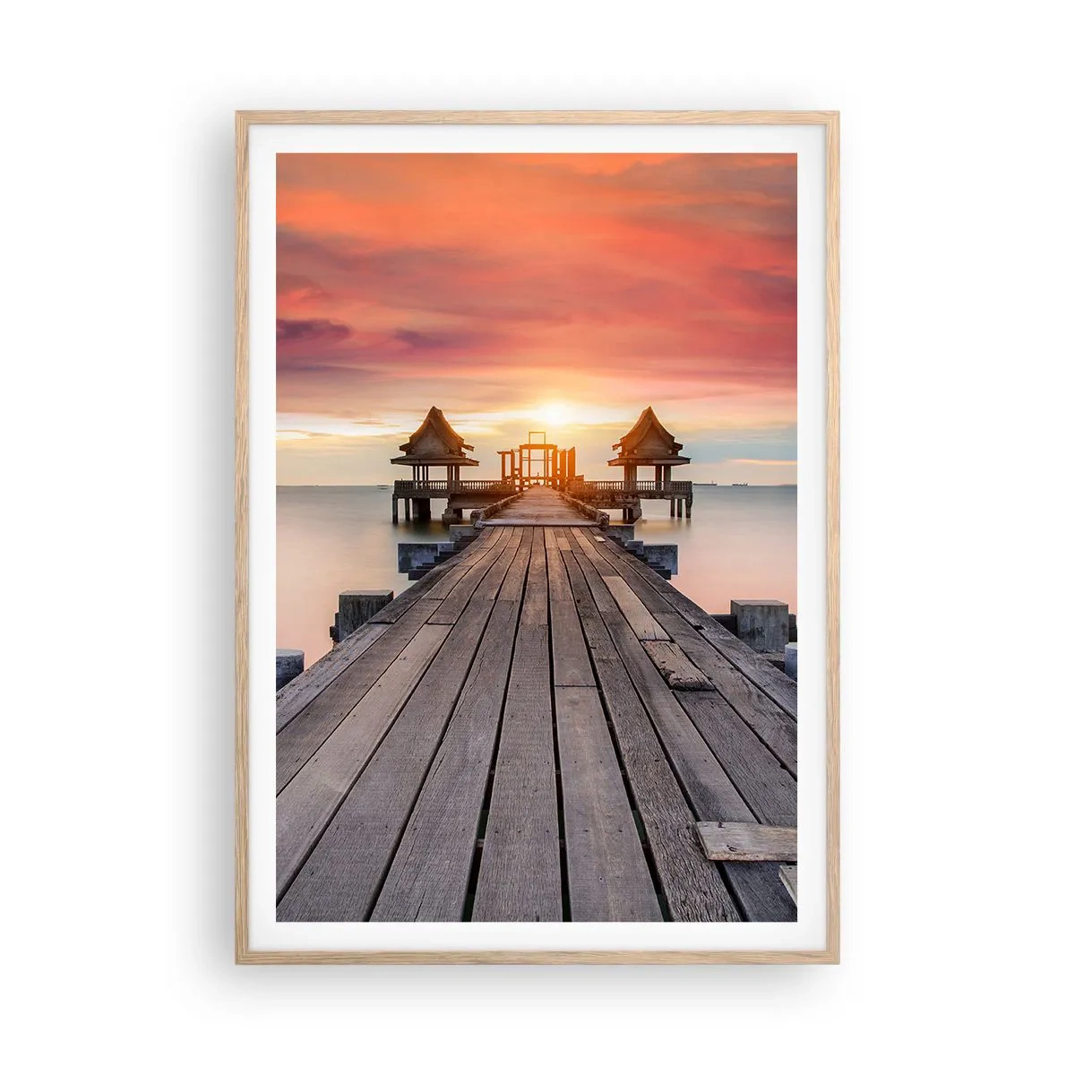 Pôster com moldura de carvalho claro - De oeste para leste - 70x100 cm