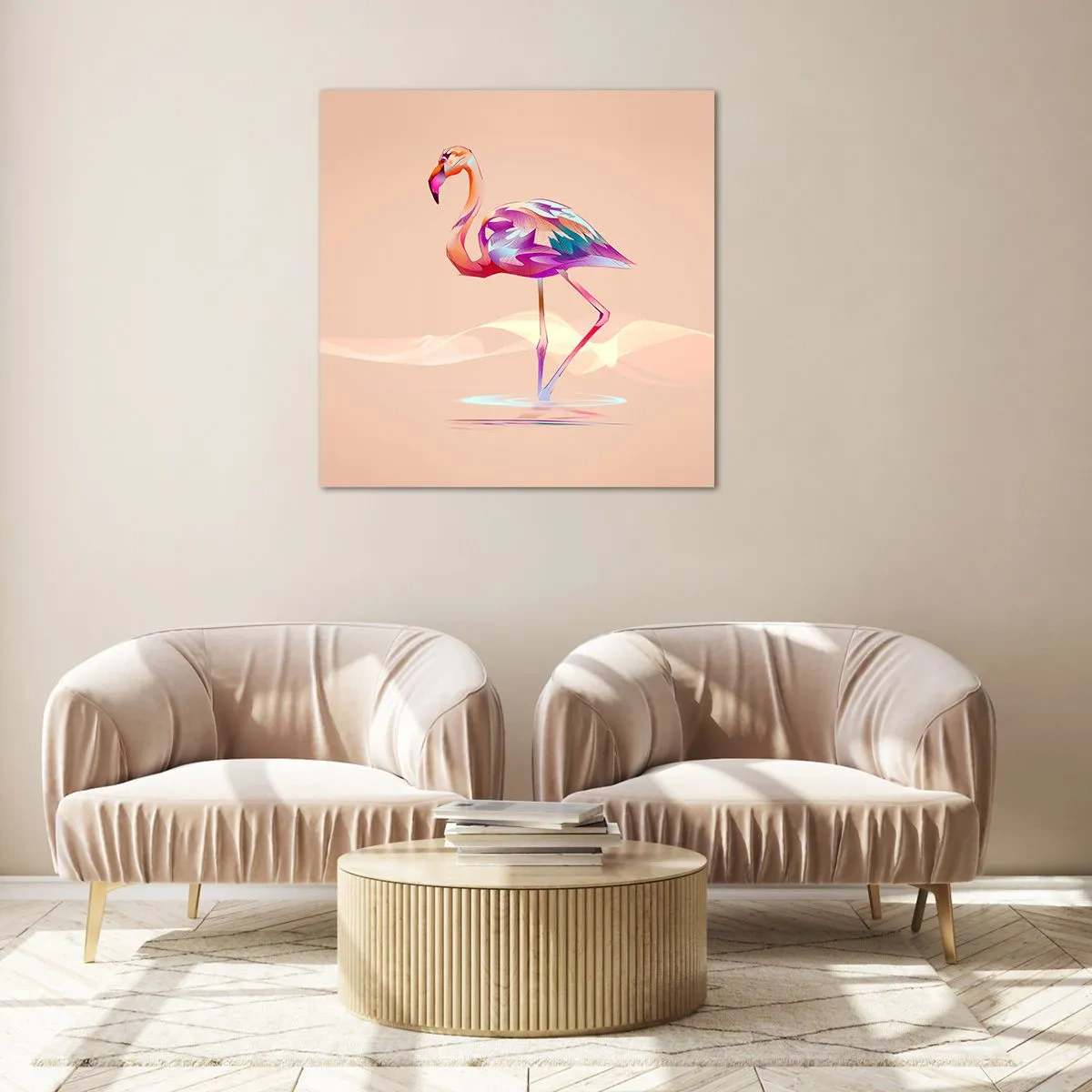 Quadro em vidro - A ave das boas emoções - 60x60 cm