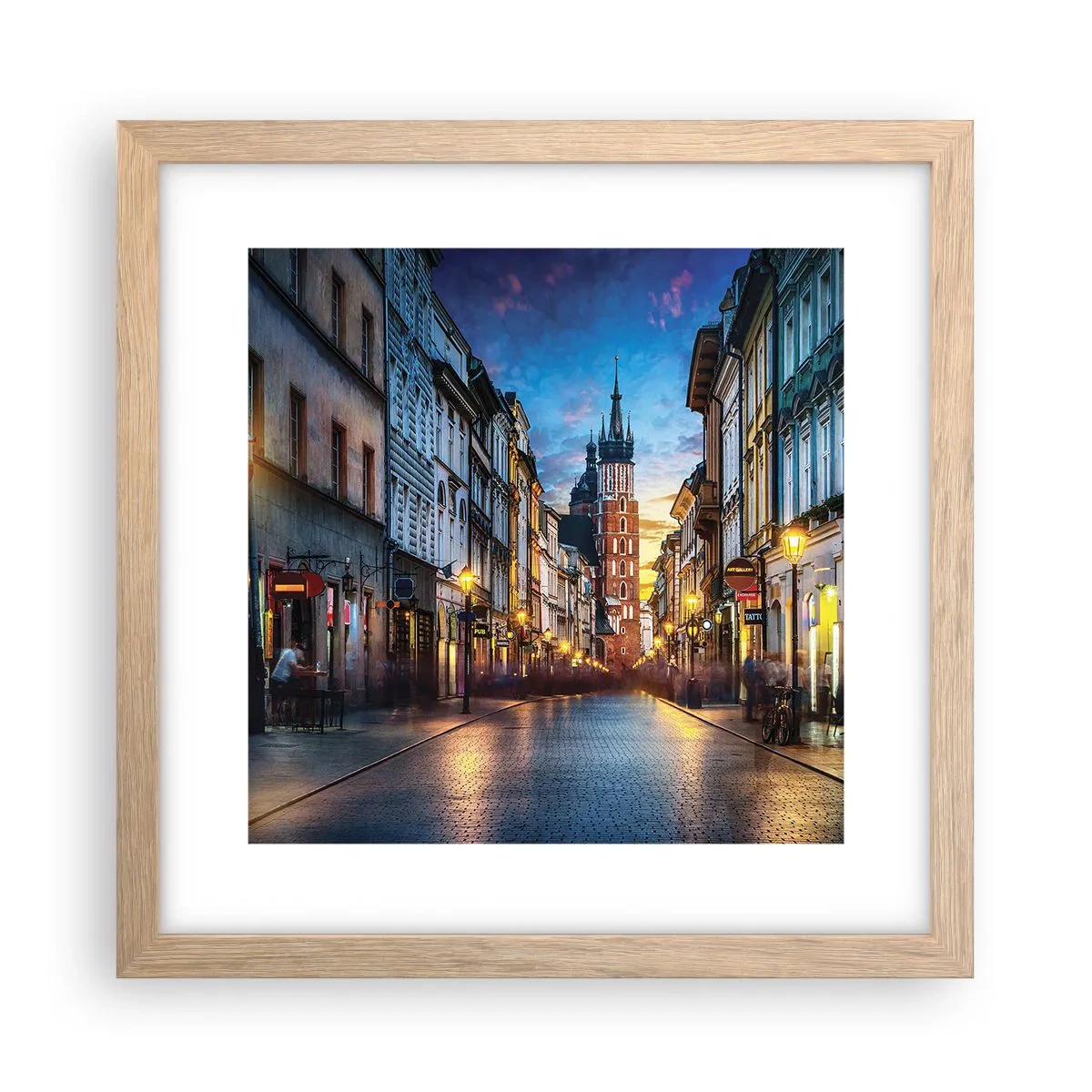 Pôster com moldura de carvalho claro - O charme de Cracóvia - 30x30 cm