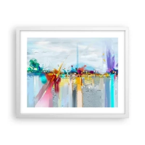 Pôster em moldura branca - Ponte da alegria sobre o rio da vida - 50x40 cm