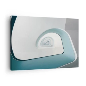 Quadro em tela - Arquitetura minimalista com linhas arredondadas - 70x50cm - Para o fundo do azul - Decoração de parede moderna para a sala de estar e quarto ARTTOR