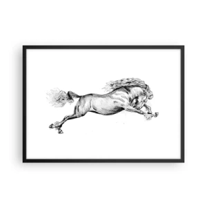 Pôster com moldura preta - Parado a galope - 70x50 cm