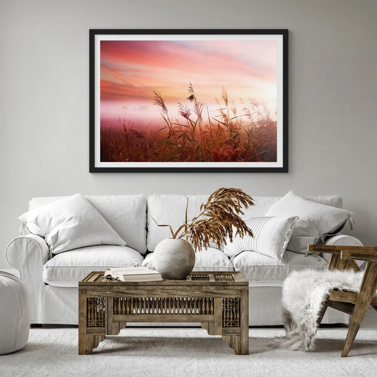 Pôster com moldura preta - Papagaios, balões, vento - 100x70 cm