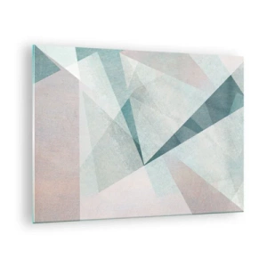 Quadro em vidro - Formas geométricas em tons pastéis de verde e azul - 70x50cm - Calmo, embora dinâmico - Decoração de parede moderna para a sala de estar e quarto ARTTOR