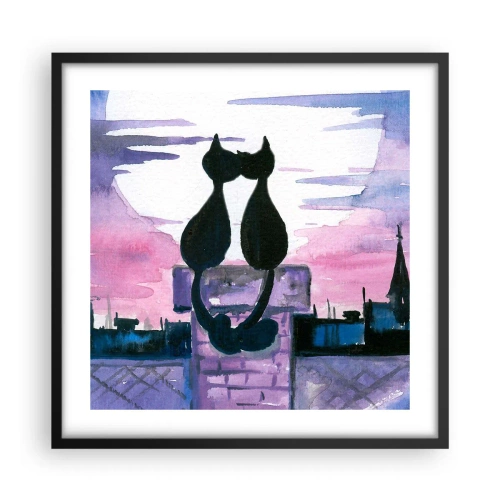 Pôster com moldura preta - Rendez-vous sob a lua - 50x50 cm