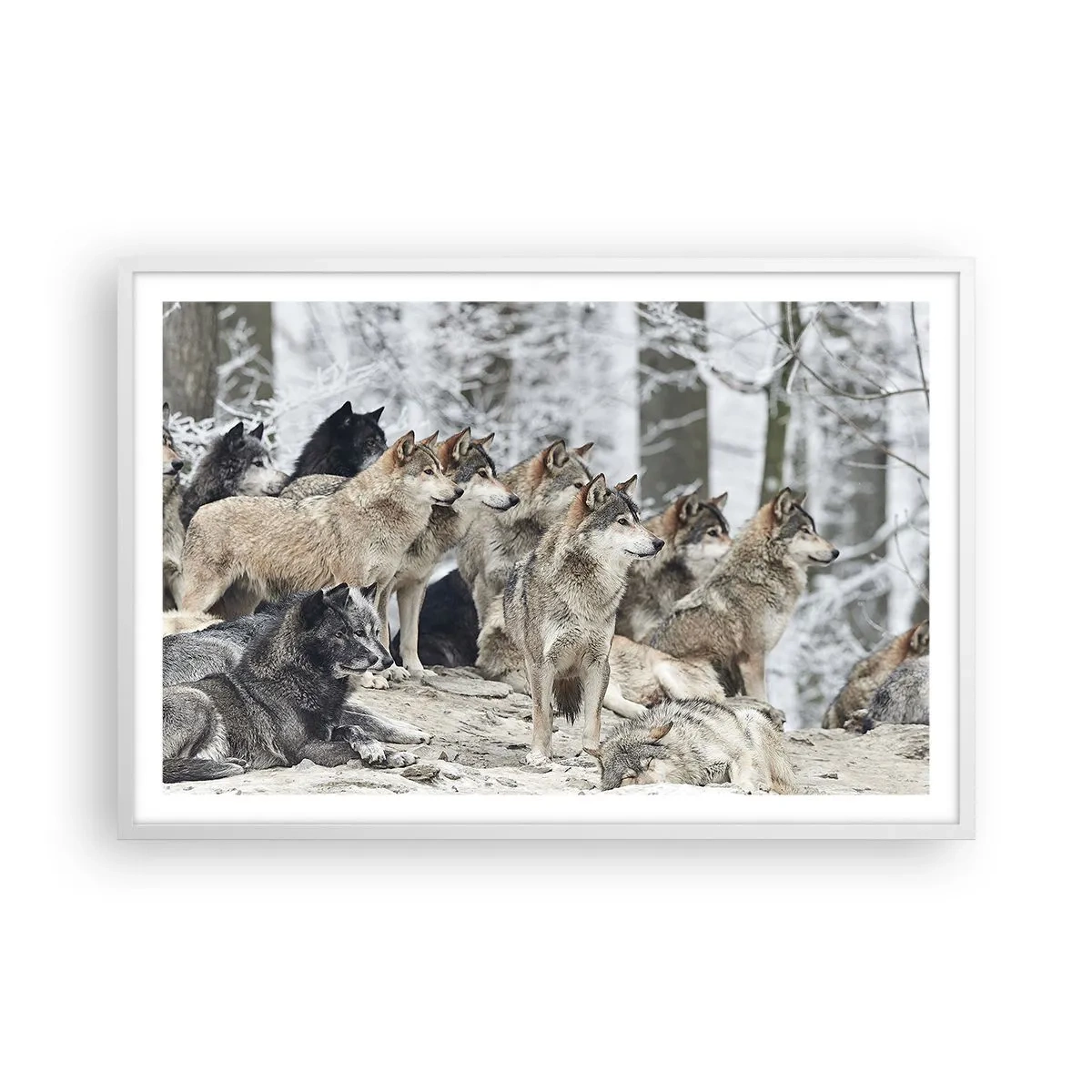 Pôster em moldura branca - Família e amigos - 91x61 cm