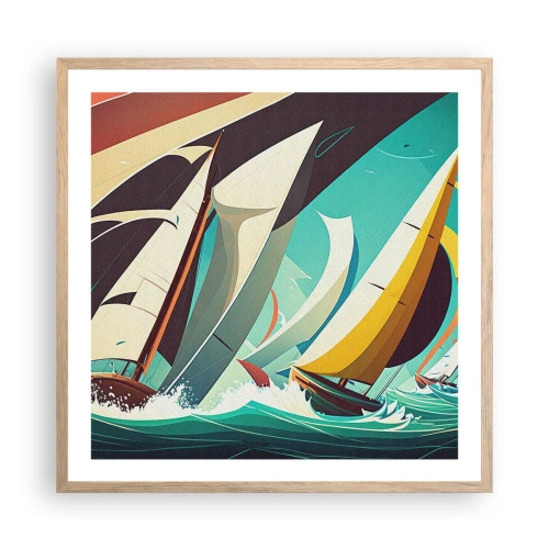 Pôster com moldura de carvalho claro - Boa sorte com os elementos - 60x60 cm