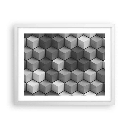 Pôster em moldura branca - Quebra-cabeça cubista - 50x40 cm