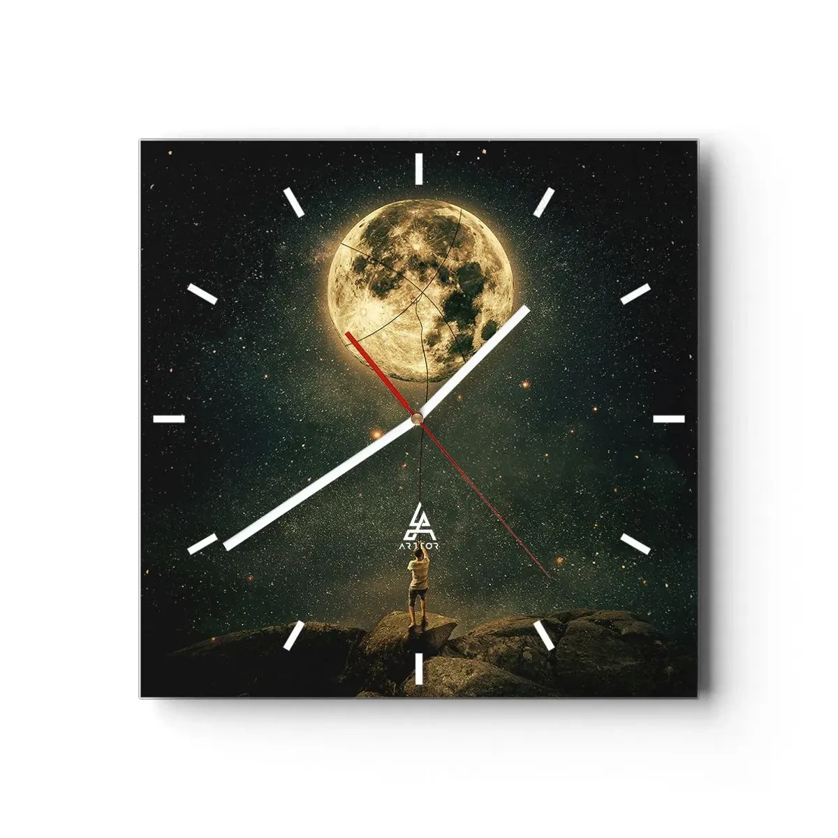 Relógio de parede - Relógio em vidro - Aquele que roubou a lua - 40x40 cm