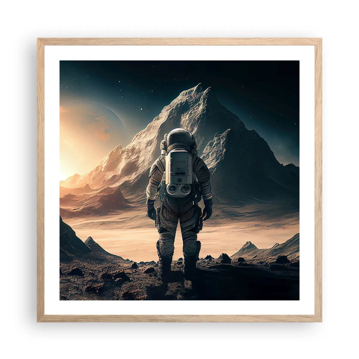 Pôster com moldura de carvalho claro - Novo desafio - 60x60 cm