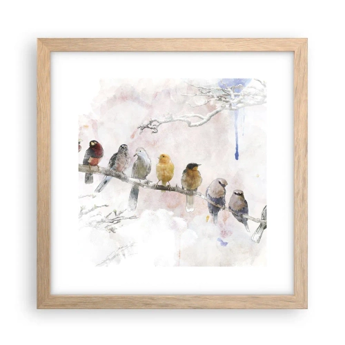 Pôster com moldura de carvalho claro - Reunião alada - 30x30 cm