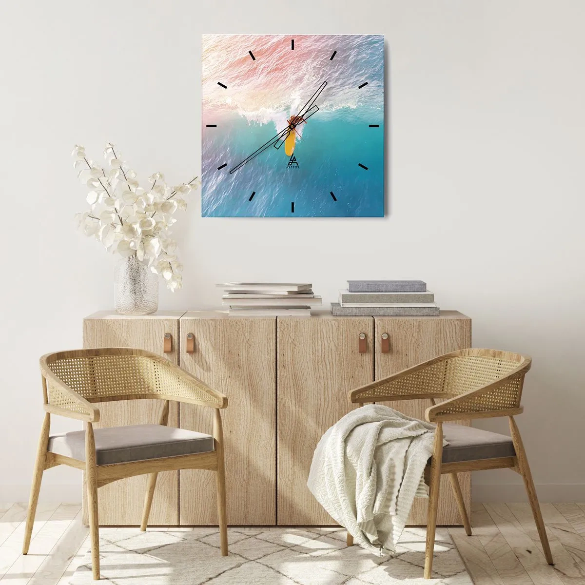 Relógio de parede - Relógio em vidro - Cavaleiro oceânico - 40x40 cm