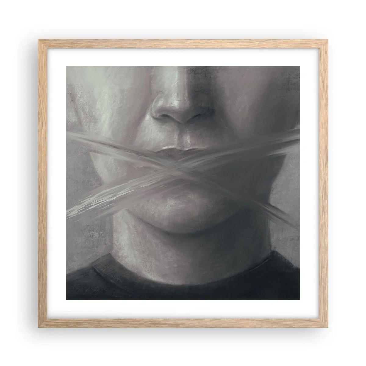 Pôster com moldura de carvalho claro - Nem uma palavra - 50x50 cm