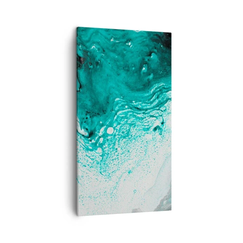 Quadro em tela - Derreter a branco e turquesa - 45x80 cm