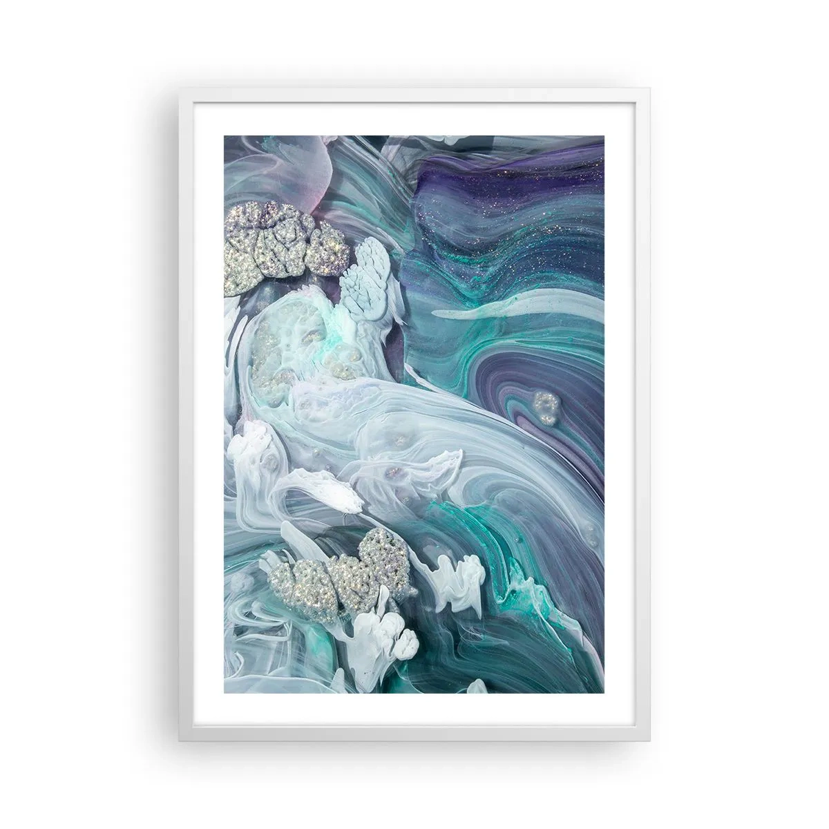 Pôster em moldura branca - Correntes de azul - 50x70 cm