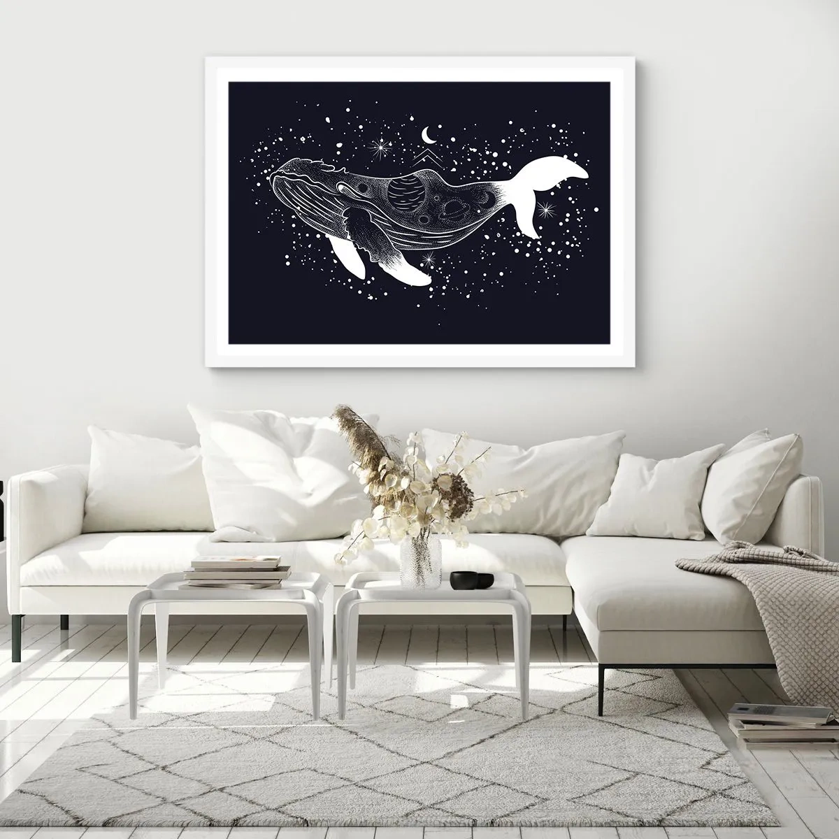 Pôster em moldura branca - No oceano do universo - 91x61 cm