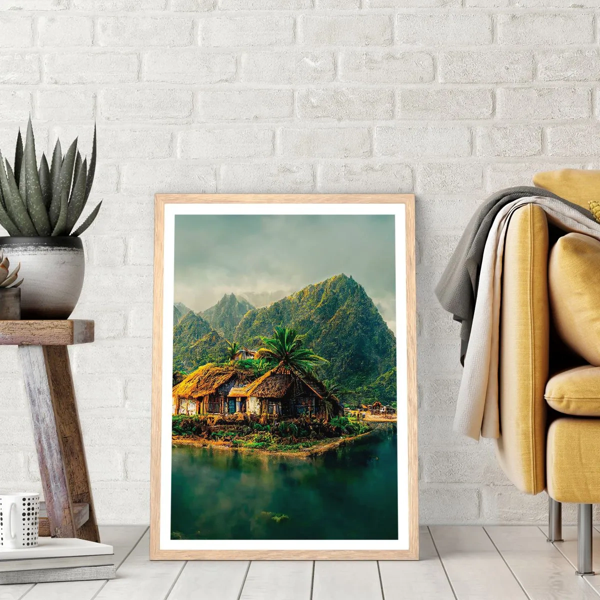 Pôster com moldura de carvalho claro - Paraíso Tropical - 30x40 cm