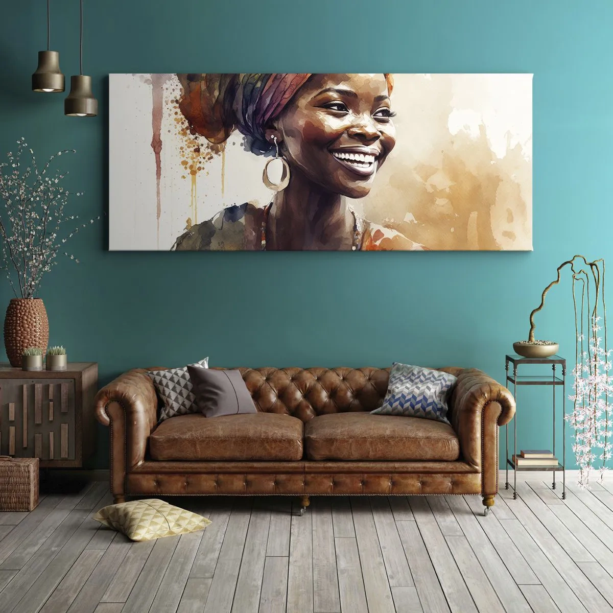 Quadro em tela - Rainha africana - 120x50 cm