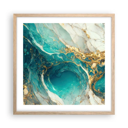 Pôster com moldura de carvalho claro - Composição com veios d'ouro - 50x50 cm