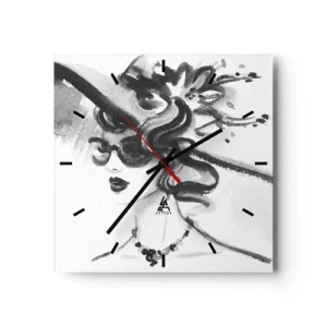 Relógio de parede - Relógio em vidro - Uma dama com caráter - 40x40 cm