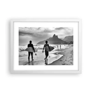 Pôster em moldura branca - Samba para uma onda - 40x30 cm