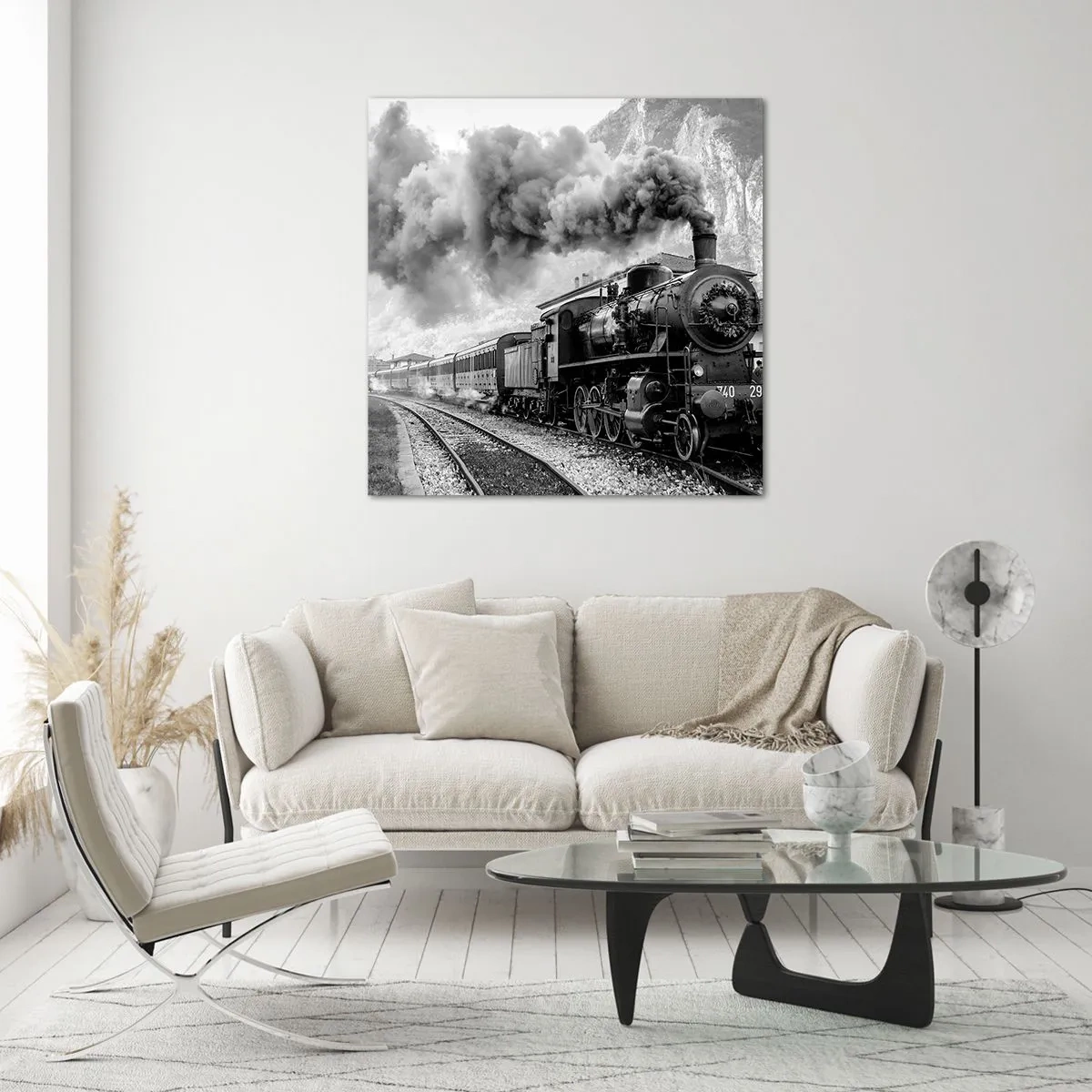 Quadro em vidro - À espera na estação... - 30x30 cm