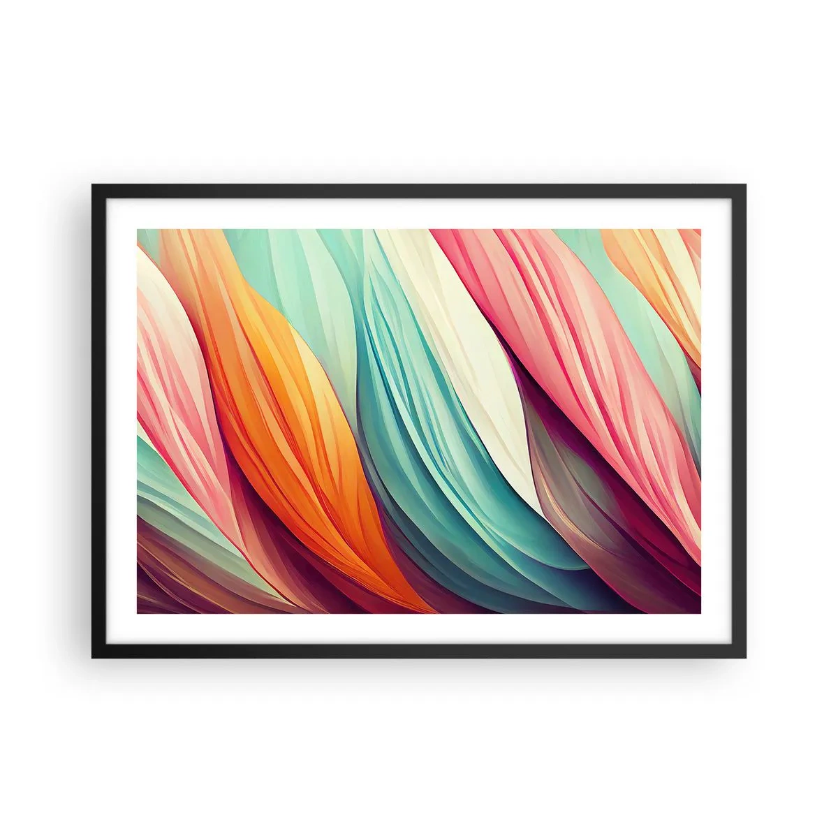 Pôster com moldura preta - Tecido arco-íris - 70x50 cm