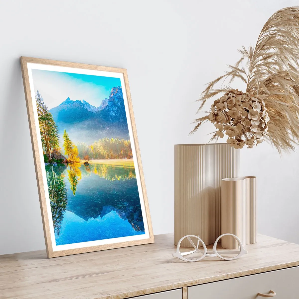 Pôster com moldura de carvalho claro - Majestade e doçura - 70x100 cm